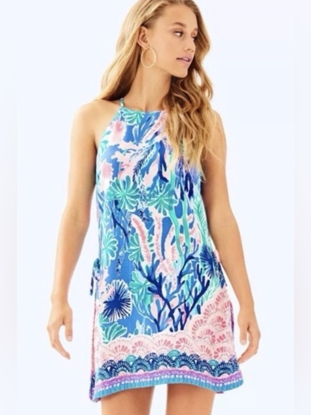 Lilly Pulitzer Blue, Pink & Teal Halter Shift Dress